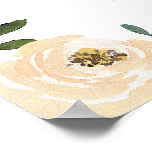 シャンパンウォーターカラーフローラデザイン結婚ズウェルカム ポスター (角)