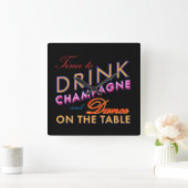 シャンパンウォールクロックをカラーで飲む時間 スクエア壁時計 (ホーム)