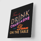 シャンパンウォールクロックをカラーで飲む時間 スクエア壁時計 (傾斜)