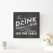 シャンパンウォールクロックを飲む時間Chalkboard スクエア壁時計 (ホーム)