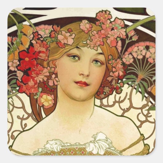 シャンパンウーマン1897 - F. Champenois Imprimeur スクエアシール (正面)