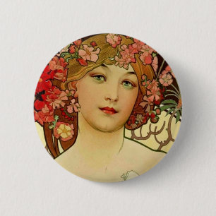 シャンパンウーマン1897 - F. Champenois Imprimeur 缶バッジ