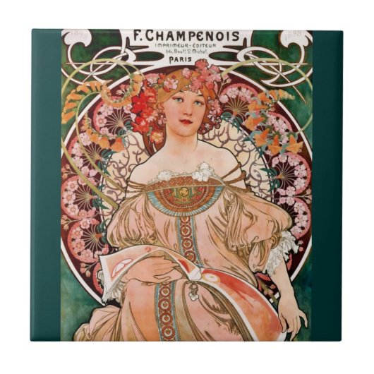 シャンパンウーマン – F. Champenois Imprimeur タイル (正面)