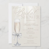 シャンパンエレガントとボウブライダルシャワーの招待状 招待状 (正面)