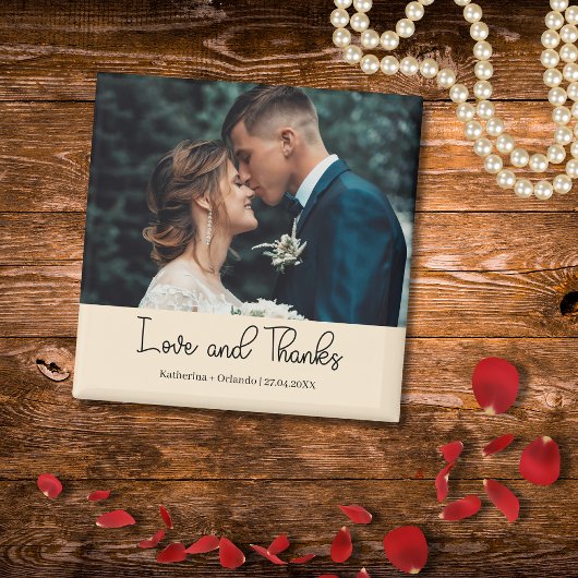 シャンパンエレガントな結婚式の愛と感謝の写真 マグネット
