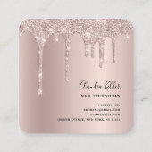 シャンパンエレガントグリッタードリップス爪、 ネイル スクエア名刺 (裏面)