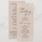 シャンパンエレガントタンヴィンテージウェディングプログラム プログラム (正面/裏面)