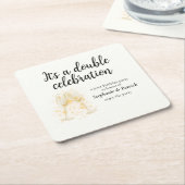 シャンパンエレガントダブルお祝いジョイントパーティー スクエアペーパーコースター (アングル)