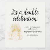 シャンパンエレガントダブルお祝いジョイントパーティー ワインラベル (シングルラベル)