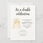 シャンパンエレガントダブルお祝いジョイントパーティー 招待状 (正面)