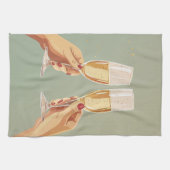 シャンパンエレガントトーストお祝い キッチンタオル (横)