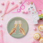 シャンパンエレガントトーストお祝い ペーパープレート (パーティー)