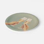 シャンパンエレガントトーストお祝い ペーパープレート (アングル)