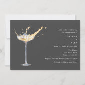 シャンパンエレガントトーストフォト婚約パーティ 招待状 (正面)