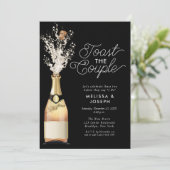 シャンパンエレガントトースト金ゴールド婚約パーティ 招待状 (スタンド正面)