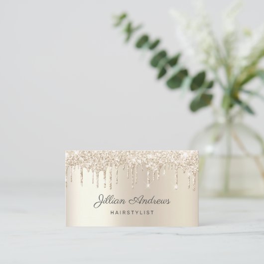 シャンパンエレガント滴下グリッタープロフェッショナル 名刺 (スタンド正面)