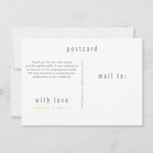 シャンパンエンゲージパーティーお礼メモ サンキューカード (裏面)