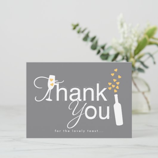 シャンパンエンゲージメントパーティーお礼のメモ サンキューカード (スタンド正面)