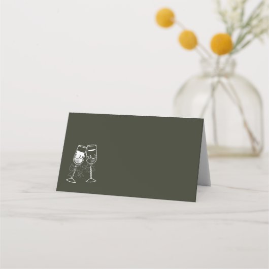 シャンパンオリーブウッドグリーン結婚空白のズ プレイスカード (正面)