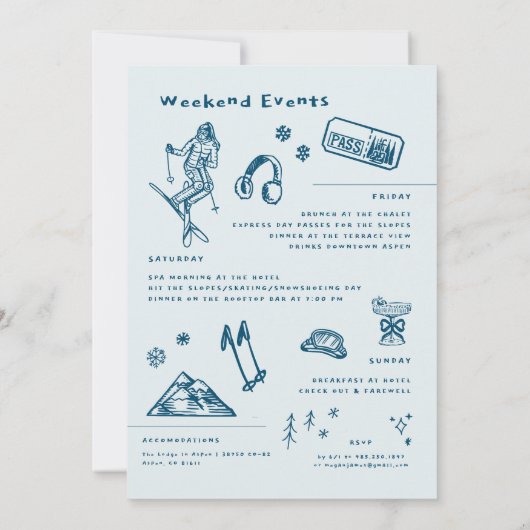 シャンパンオンアイス | エペーススキーウィンターバチェロレッテ 招待状 (裏面)