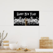 シャンパンオンブラック&ホワイト《写真》ぼけ味パーティーポスター ポスター (キッチン)