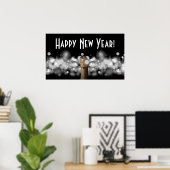 シャンパンオンブラック&ホワイト《写真》ぼけ味パーティーポスター ポスター (ホームオフィス)