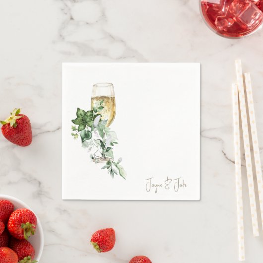 シャンパンカクテルのグラスパーソナライズされたグラス スタンダードカクテルナプキン (インサイチュ)