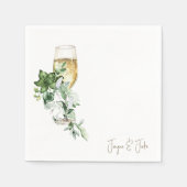 シャンパンカクテルのグラスパーソナライズされたグラス スタンダードカクテルナプキン (正面)