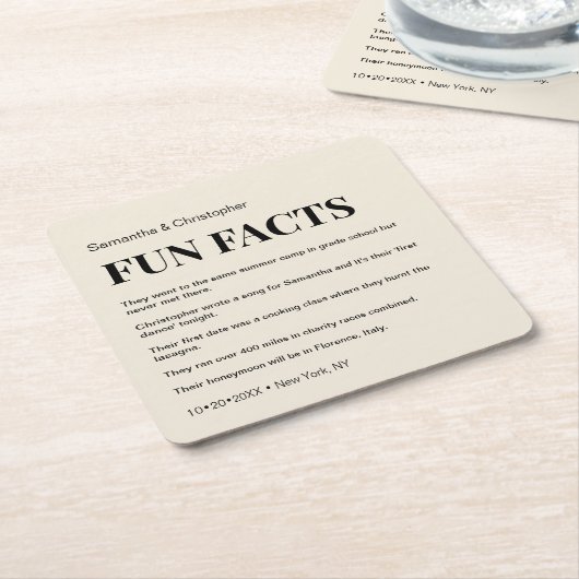 シャンパンカスタムおもしろいファクト結婚リスト スクエアペーパーコースター (アングル)