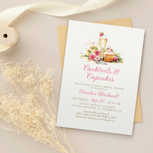 シャンパンカップケーキブライダルシャワー招待 招待状