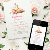 シャンパンカップケーキブライダルシャワー招待 招待状