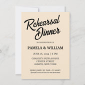シャンパンカラーの結婚式リハーサルディナー 招待状 (正面)