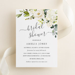 シャンパンカラーの花柄 ウォーターカラー ブライダルシャワー 招待状