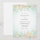 シャンパンカラーバター色のボタン wedding 招待状 (正面/裏面)