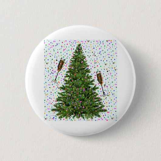 シャンパンクリスマスツリー 缶バッジ (正面)