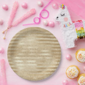 シャンパンクリスマス：きらびやかな金ゴールドストライプ ペーパープレート (パーティー)