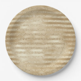 シャンパンクリスマス：きらびやかな金ゴールドストライプ ペーパープレート