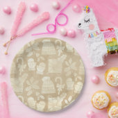 シャンパンクリスマス：キャップ、ミッテン、キャンディカン ペーパープレート (パーティー)