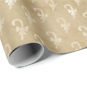 シャンパンクリスマス:タンバックグラウンドのキャンディカン ラッピングペーパー (ロールコーナー)