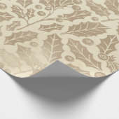 シャンパンクリスマス：ホリー葉ズとベリー ラッピングペーパー (角)