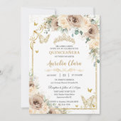 シャンパンクリームフローラスウィート16キンセアニラ写真 招待状 (正面)