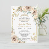 シャンパンクリームフローラスウィート16キンセアニラ写真 招待状 (スタンド正面)