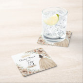 シャンパンクリームベージュフローラプリンセスキンセアニラ スクエアペーパーコースター (インサイチュ)