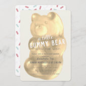 シャンパングミベア男女兼用ベビーシャワー 招待状 (正面/裏面)