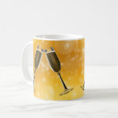 シャンパングラスお祝いオンきらめく金ゴールド コーヒーマグカップ (正面左)