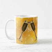 シャンパングラスお祝いオンきらめく金ゴールド コーヒーマグカップ (左)