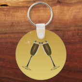 シャンパングラスお祝いオン金ゴールド キーホルダー (正面)