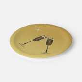 シャンパングラスお祝いオン金ゴールド ペーパープレート (アングル)