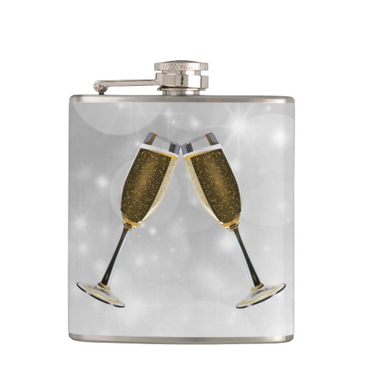 シャンパングラスお祝い金ゴールドオンシルバー フラスク (正面)