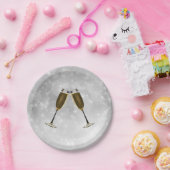 シャンパングラスお祝い金ゴールドオンシルバー ペーパープレート (パーティー)